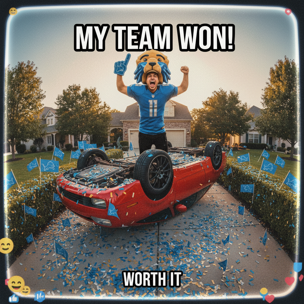 My team won. My neighbor's car is now upside down. Worth it.