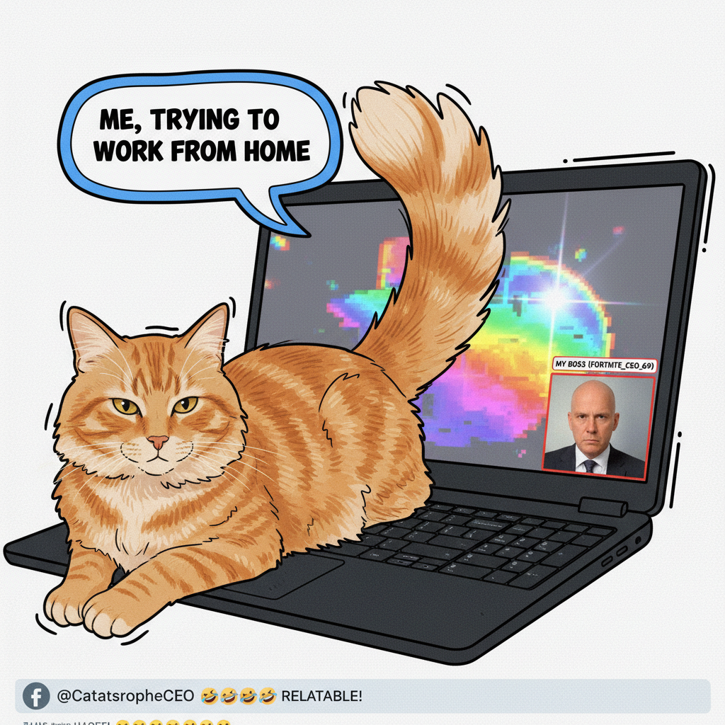 My cat just walked across my keyboard during a Zoom meeting with the CEO. I'm not even mad.