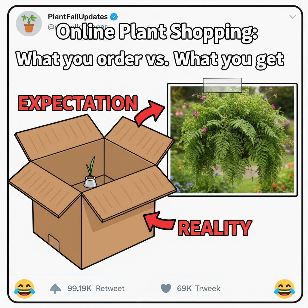 Ordered a 'small' plant online. Received a single blade of grass. My disappointment is immeasurable. 🌿