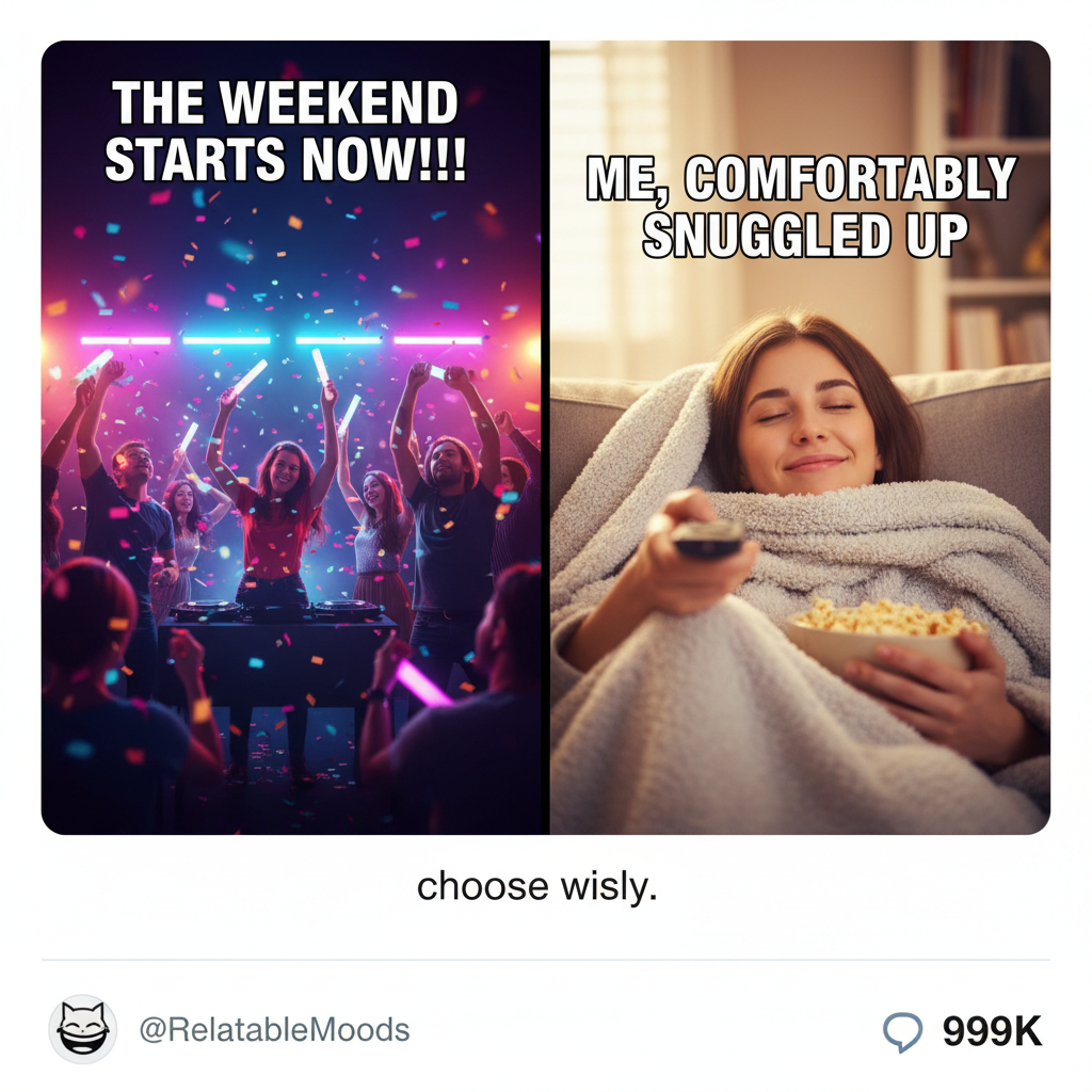 Friday night plans: wild party. Friday night reality: debating if I need two blankets.