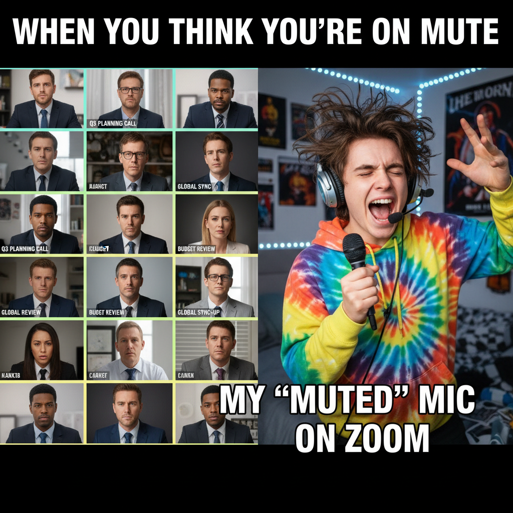 My mic was on during a Zoom meeting. I was singing along to Nickelback. Send help.