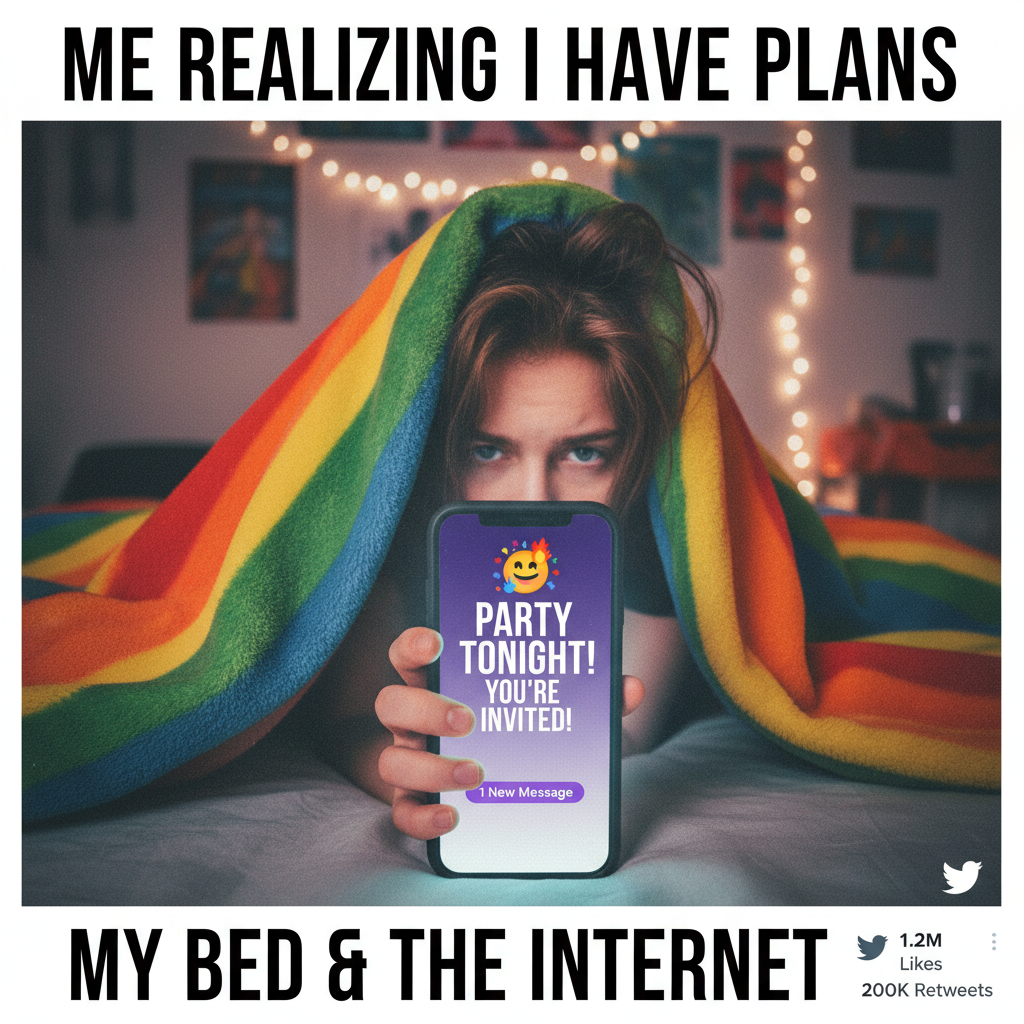 Got invited to a party. Pretended I didn't see the text. My bed awaits.