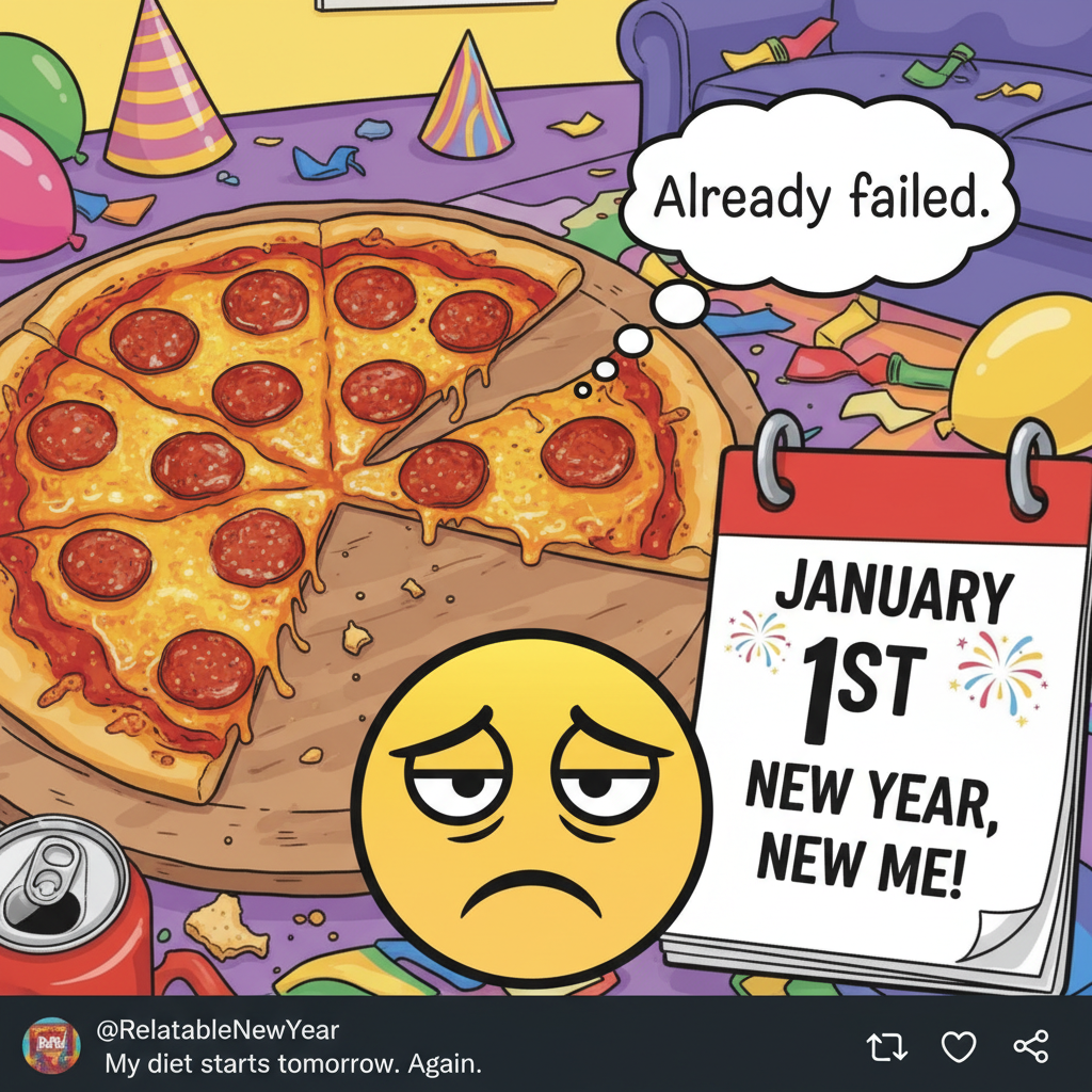My New Year's resolution to 'eat healthier' lasted until 11:59 PM on Jan 1st. Nailed it.