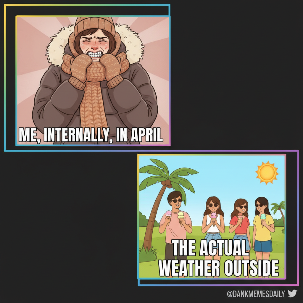 It's 70° and sunny, but my bones say it's still winter. Send hot cocoa.