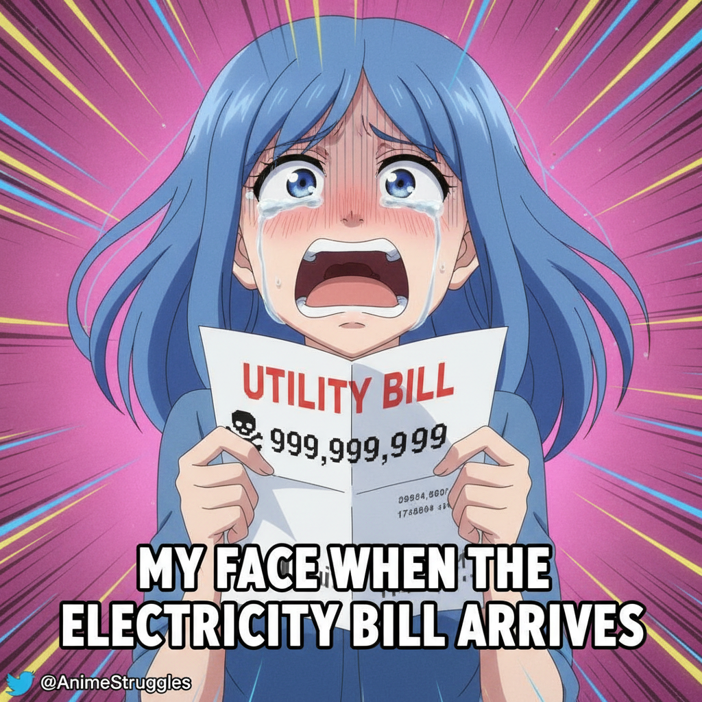 If anime characters reacted to my bills, they'd have a 5-minute monologue about the power of debt.