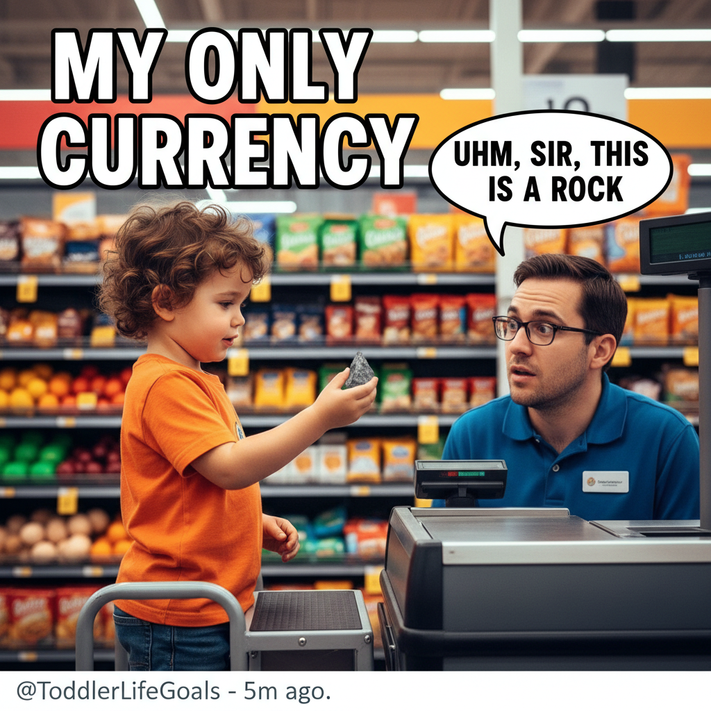 My toddler just tried to pay for groceries with a rock. Guess I'm raising a geologist. #Parenting