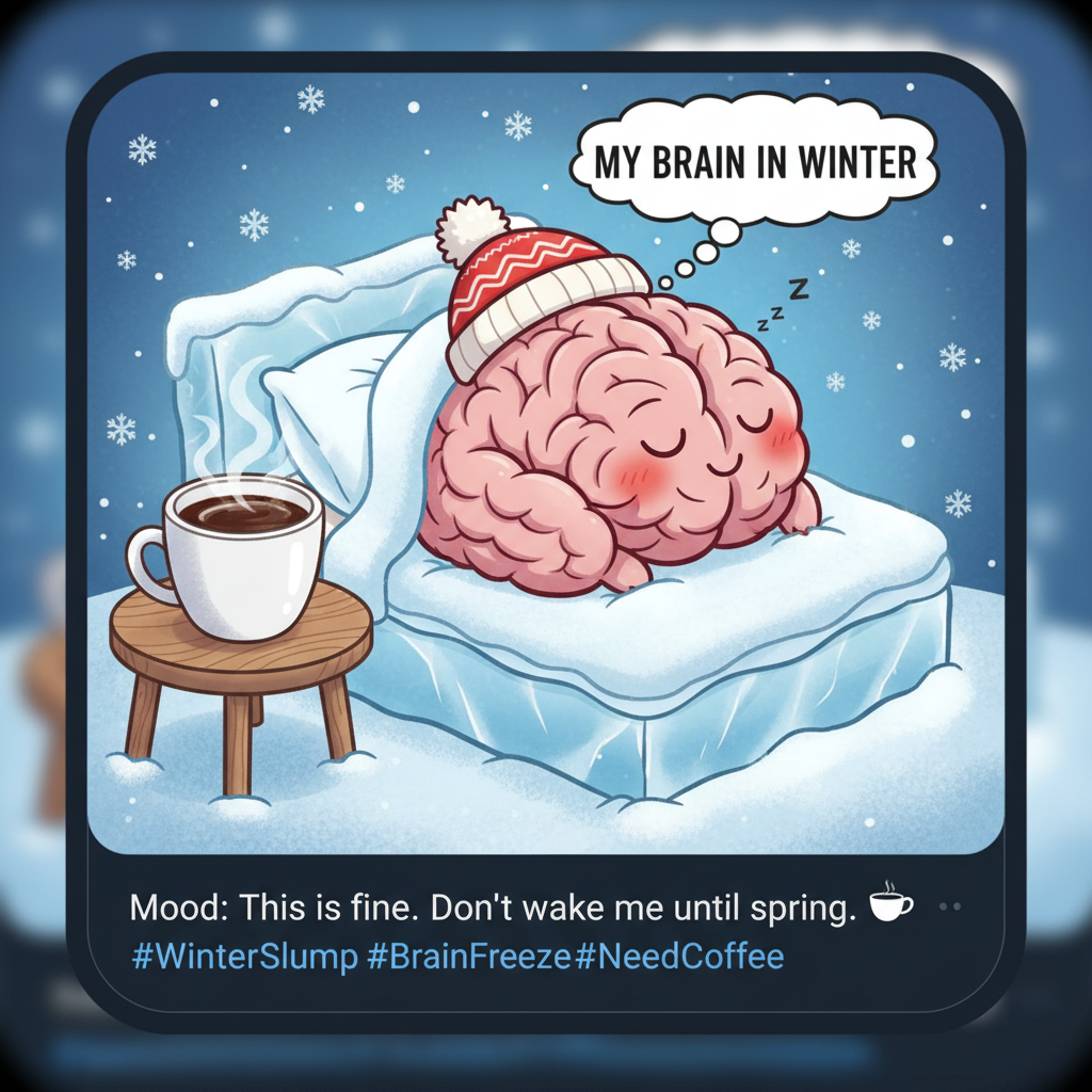 My brain cells in winter: Hibernating. My motivation: Also hibernating. Send coffee & sunshine. ☕☀️