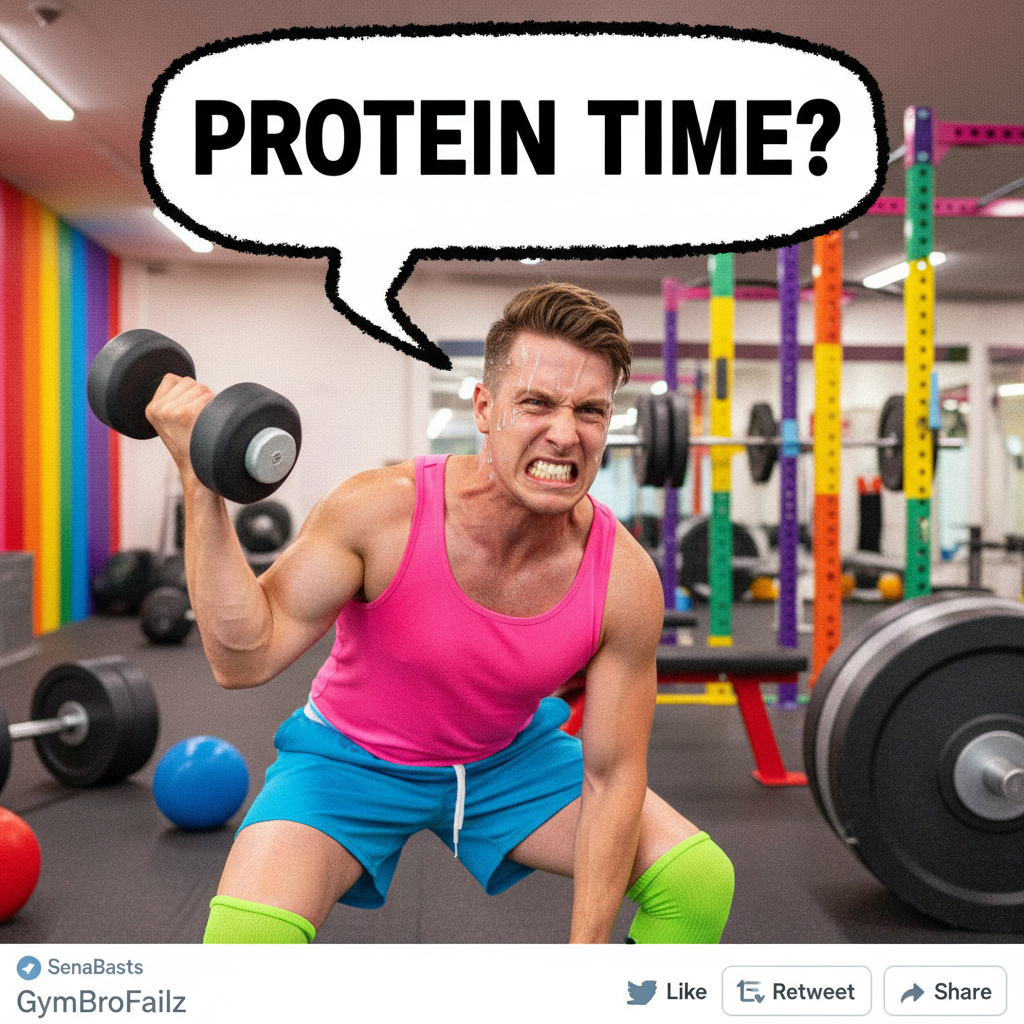 Me at the gym: *lifts 5lb dumbbell* My inner monologue: 'Is this enough for a protein shake?'
