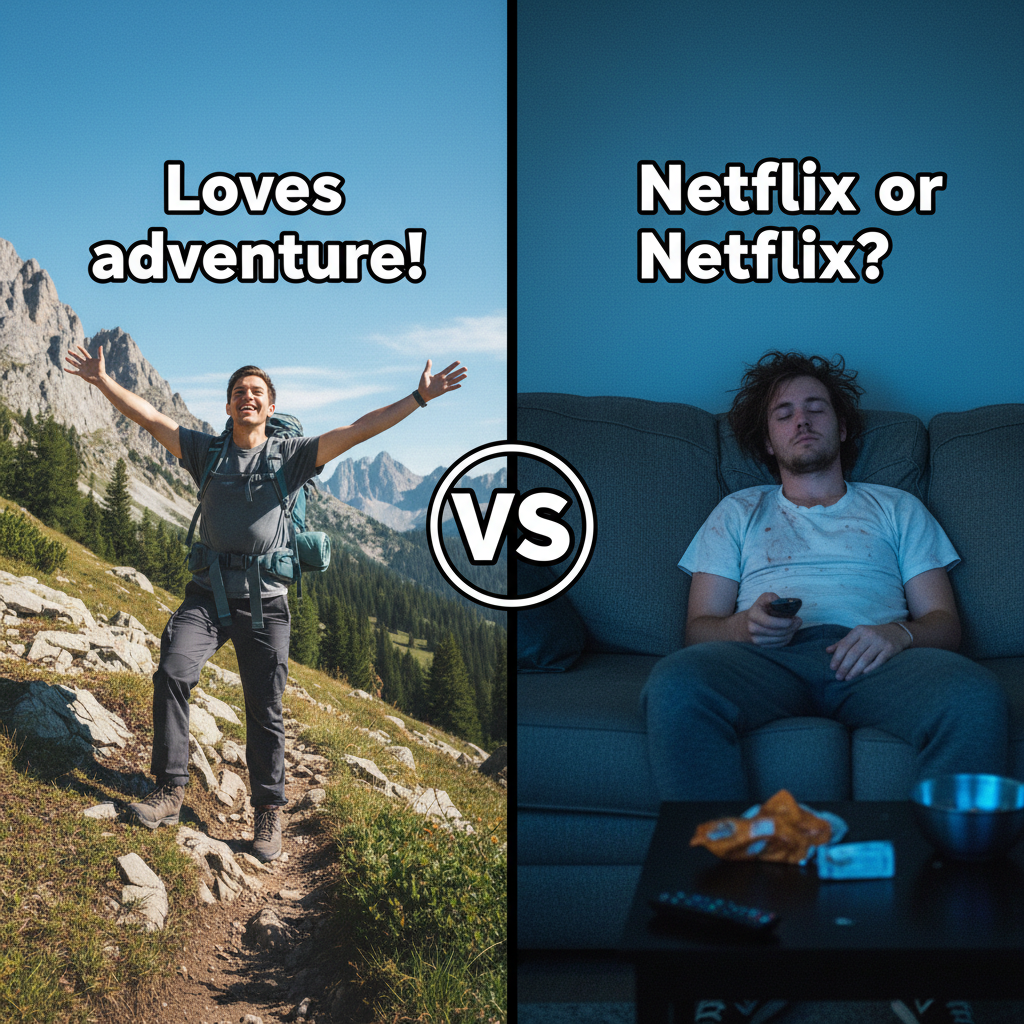 Dating app bio: 'Loves adventure!' Also them: 'Can't decide between Netflix or Netflix.'