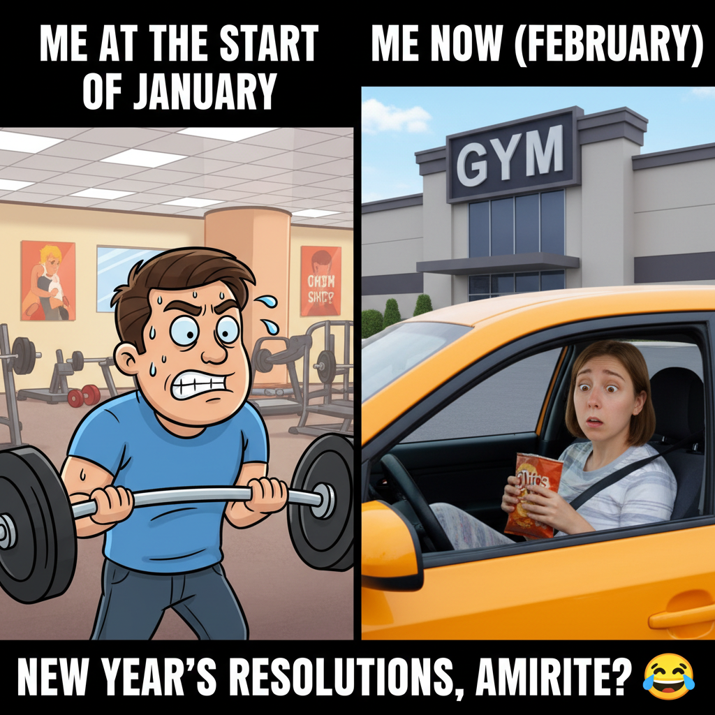 Me at the gym vs. Me seeing the gym from my car. Two very different people.