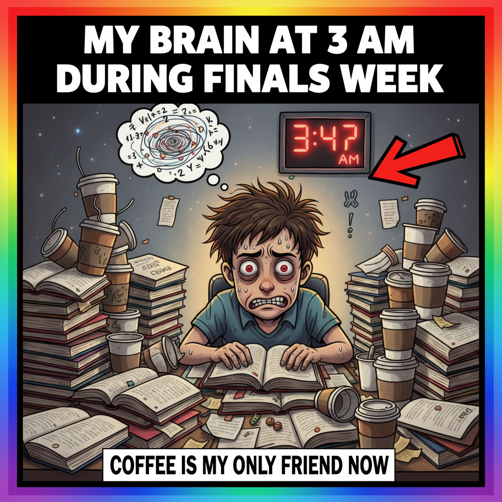 Exam season is just 90% panic, 10% actual studying, and 100% caffeine dependency.