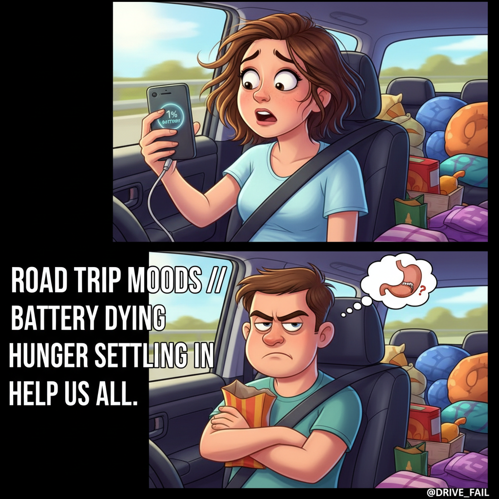 Road trip rule #1: Someone WILL forget the charger. Someone WILL get hangry. It's tradition.