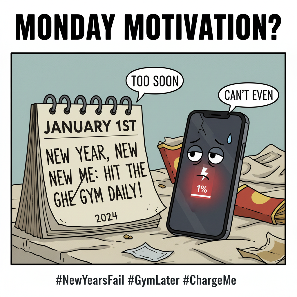 My New Year's resolution lasted longer than my phone battery. Which was 3 hours.