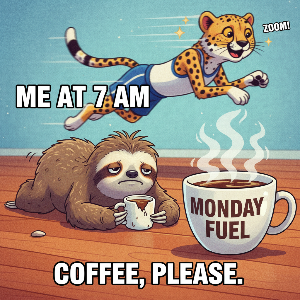 My Monday morning mood is a sloth trying to outrun a cheetah. Not happening.