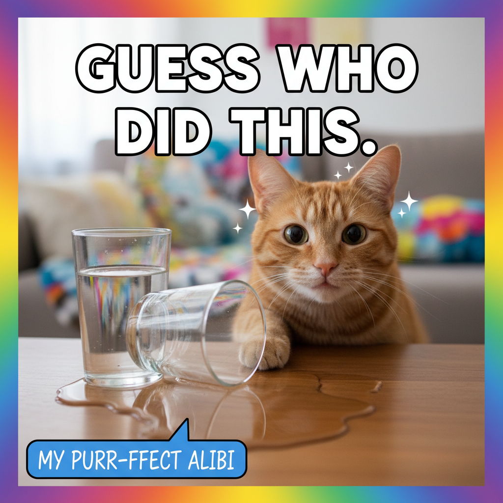 My cat just knocked over my water glass for fun. I love him. I hate him. The duality.