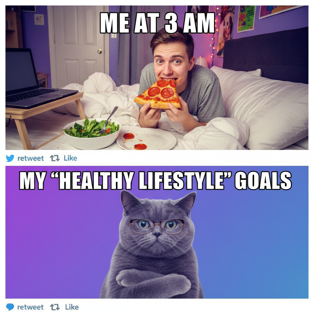 My New Year's resolution was 'eat healthier.' I'm currently eating pizza for breakfast.