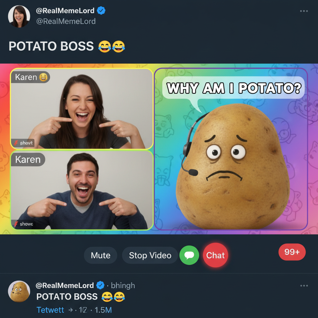 My boss just turned himself into a potato on Zoom. This is my life now.
