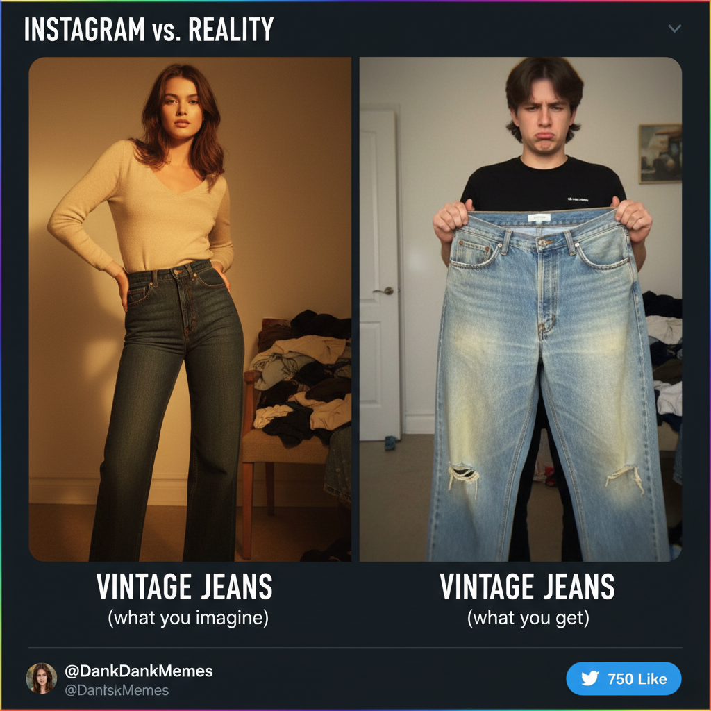 Bought 'vintage' jeans online. They're just old jeans. I played myself.