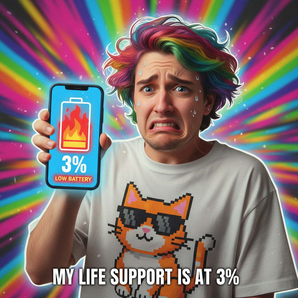 My phone battery is at 3% and I'm having a full-blown existential crisis.