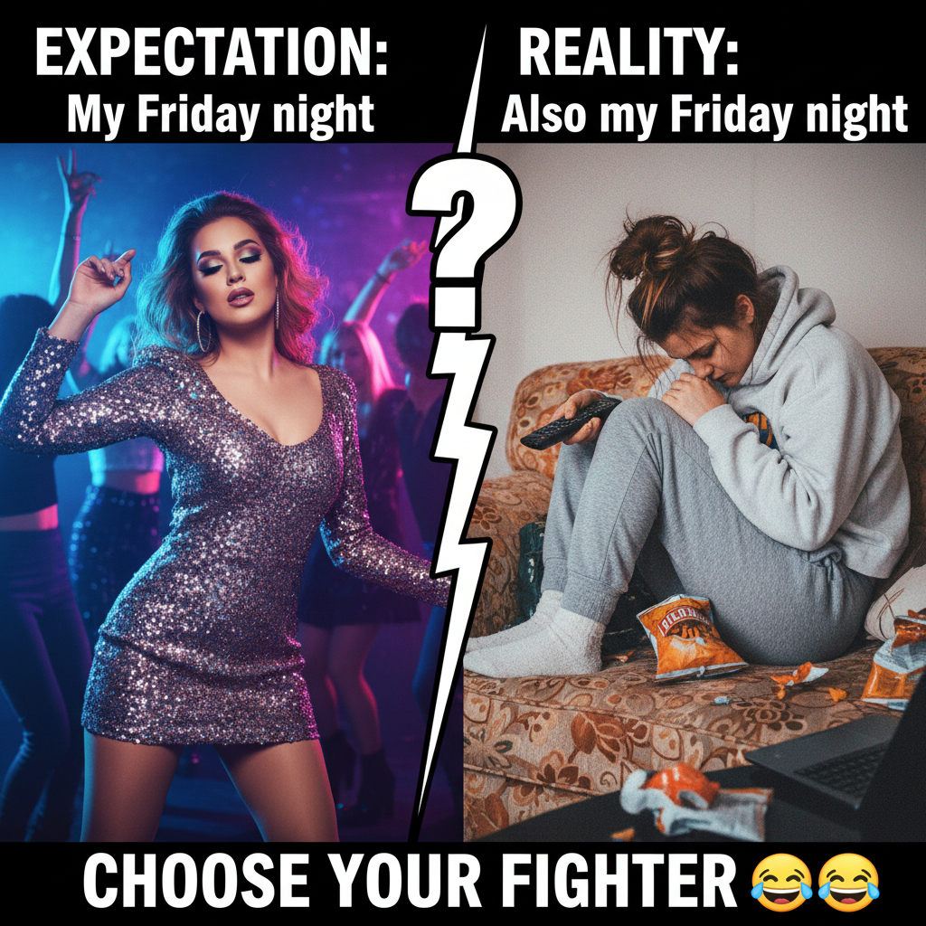 Friday night plans: Clubbing. Friday night reality: Debating if sweatpants count as PJs.