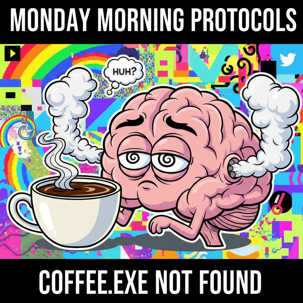 My brain on Monday morning: 'Did I actually sleep or just close my eyes really hard?'