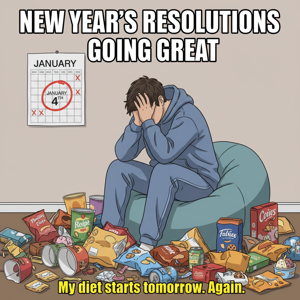My New Year's resolution lasted 3 days. My new resolution is to accept I'm a snack goblin.