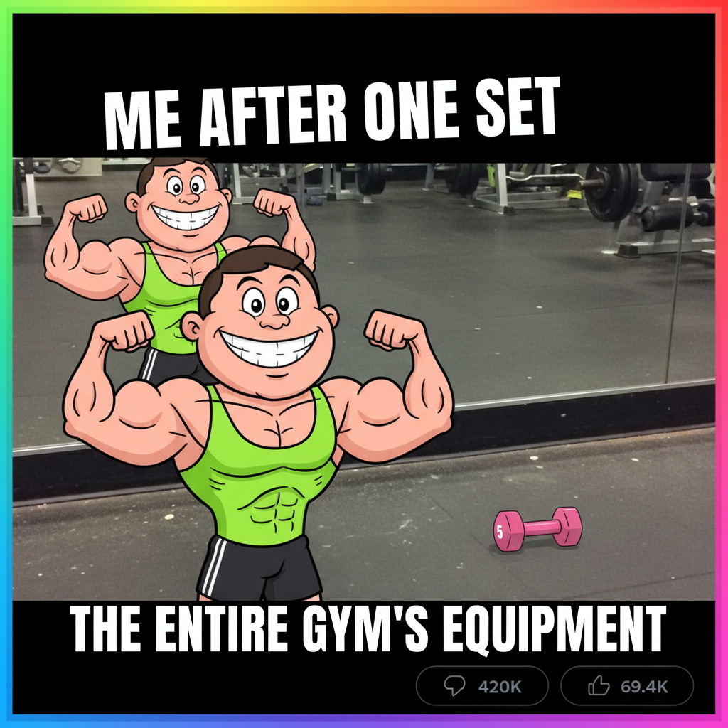 Went to the gym. Did 3 reps. Took a selfie. Called it a day. Peak performance achieved.