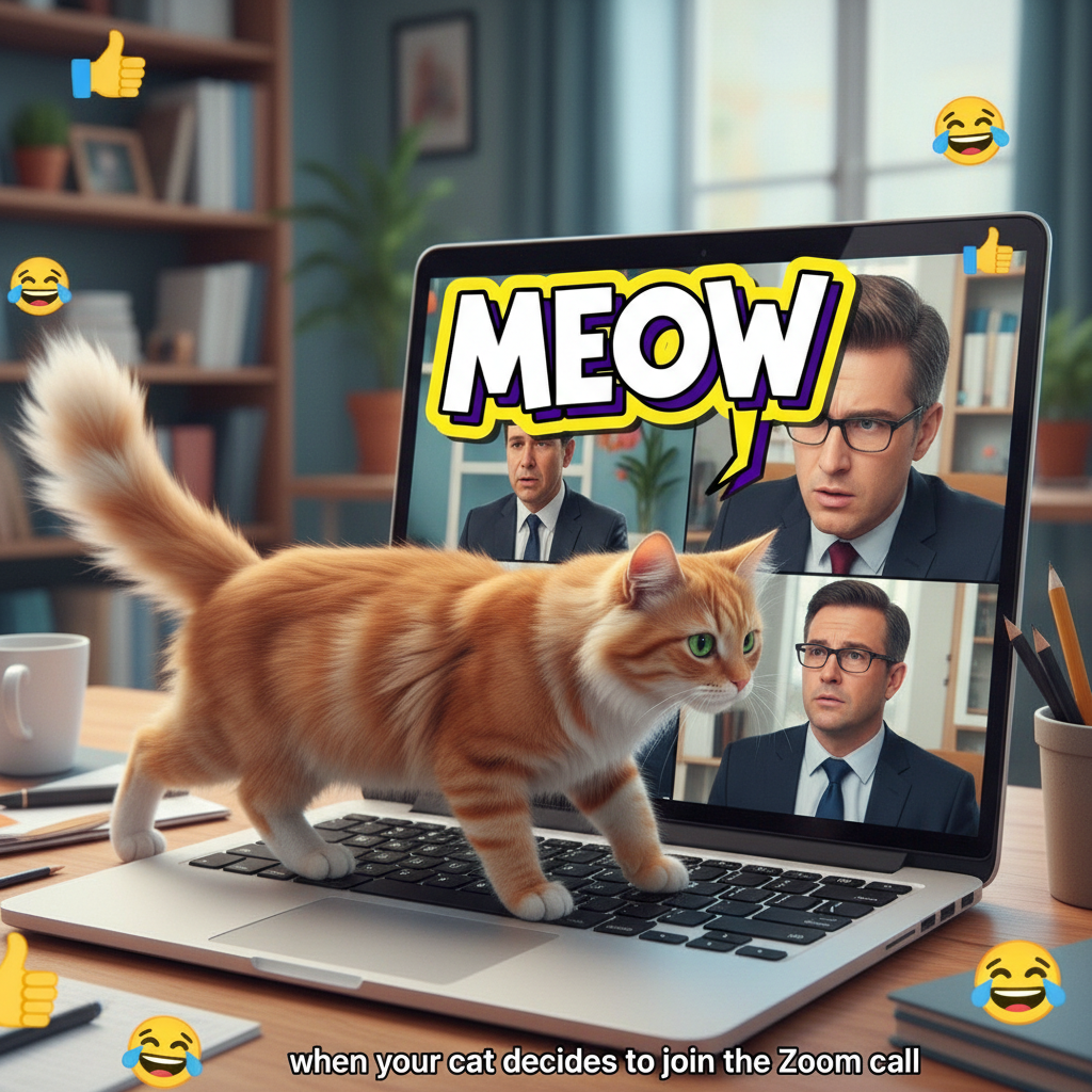 Someone's cat just walked across their keyboard and sent 'meow' to the CEO on Zoom. I'm dead.