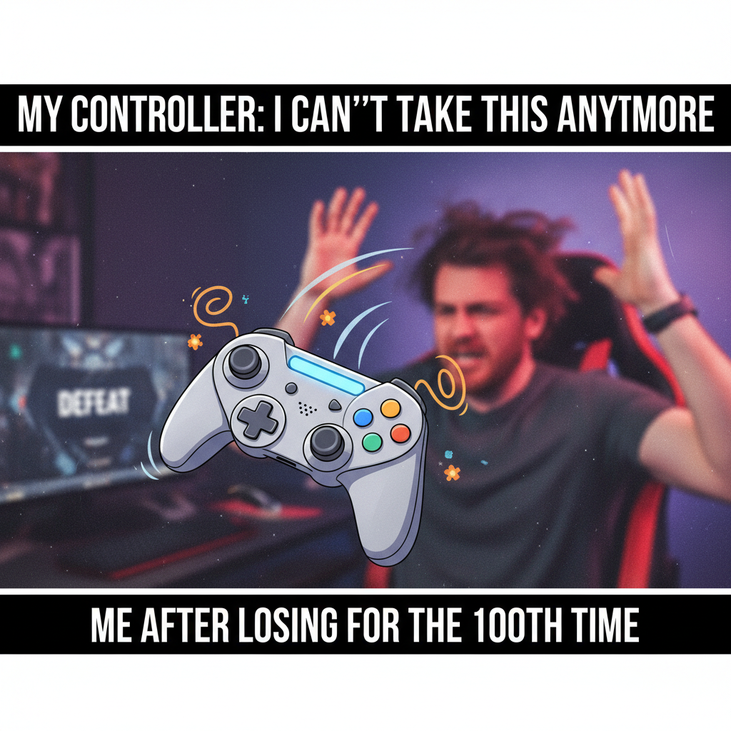 My controller just flew across the room. It wasn't my fault, the game was cheating. #GamingRage