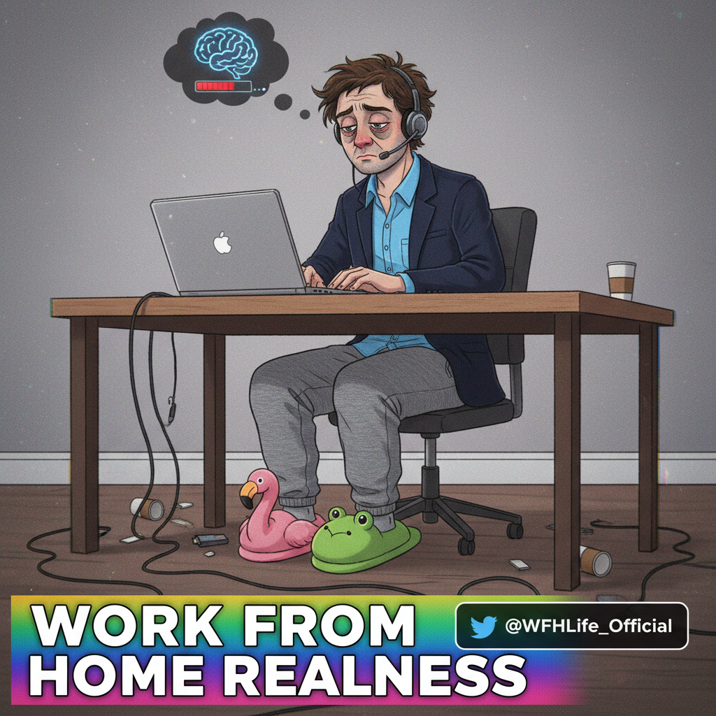 My 'work from home' outfit is 70% pajamas, 30% existential dread. #WFHLife