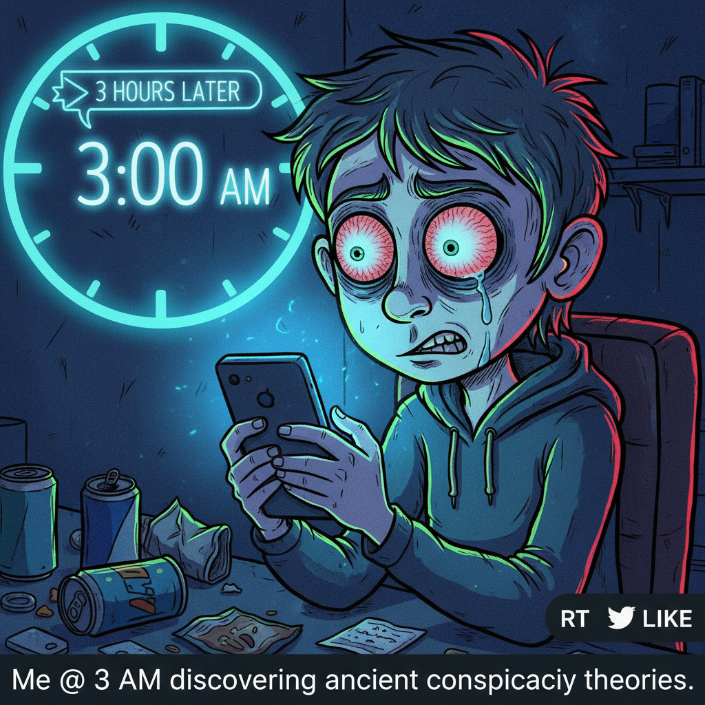 Me: 'Just 5 more minutes on TikTok.' *3 hours later* My brain: 'Did you even blink?'