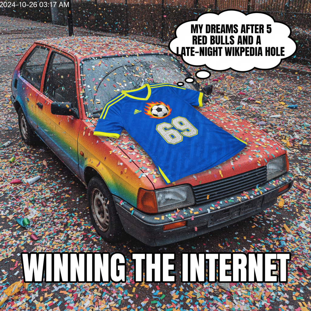 My team won. My neighbor's car now has my jersey on it. Worth it.