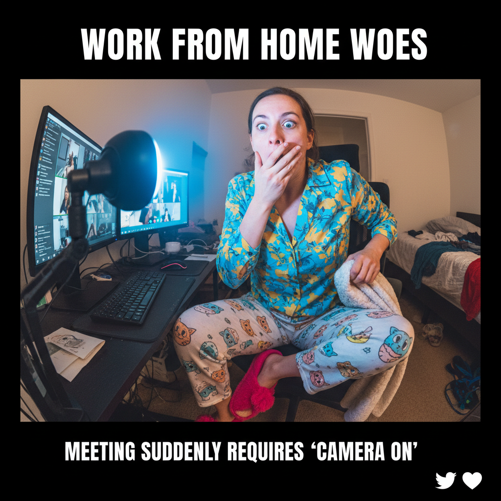 My coworker just asked if I'm wearing pants on this video call. My secret is out.