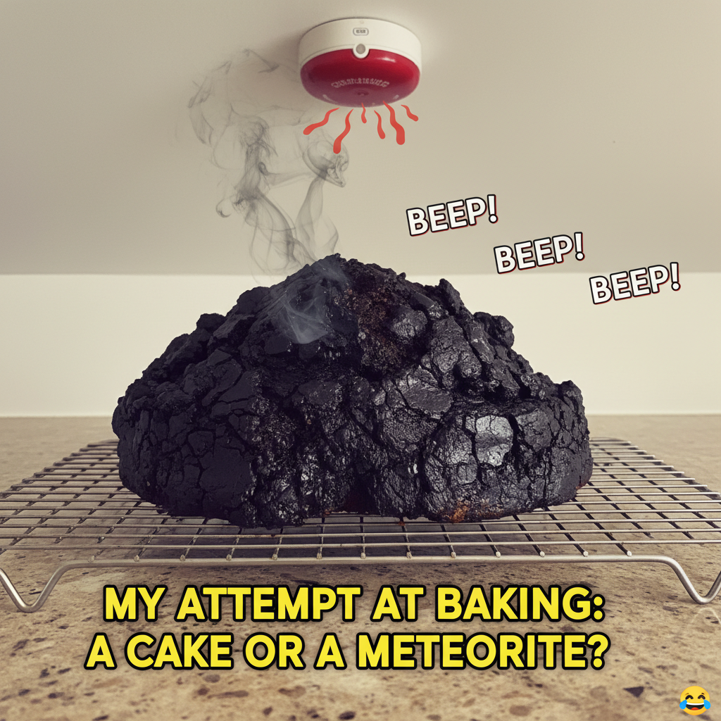 Attempted to bake a cake. It now resembles a volcanic rock. Send help (and actual cake).