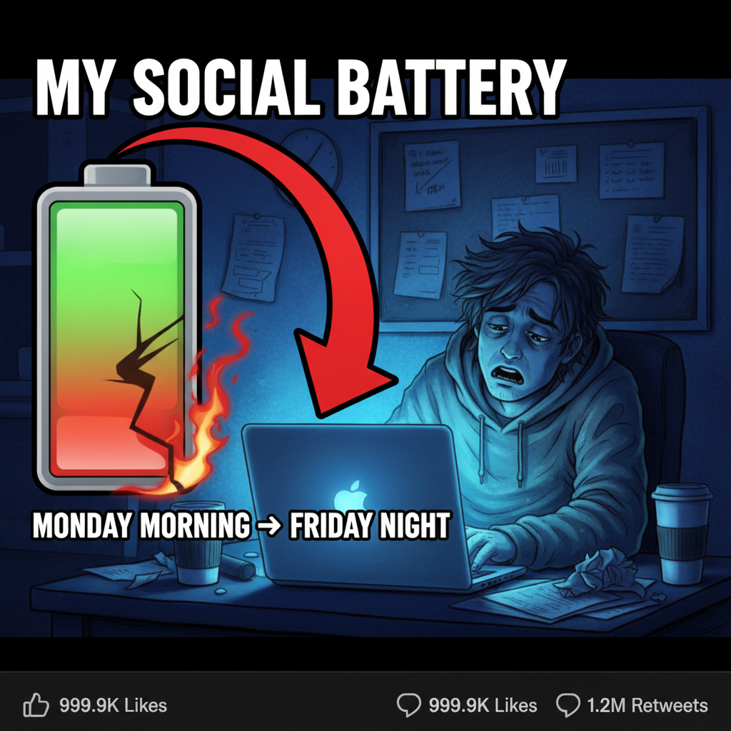 My social battery after 1 hour of 'networking': 📉
