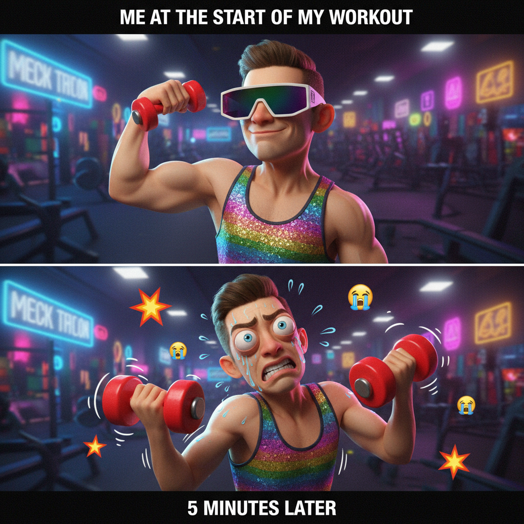 Me trying to look cool at the gym vs. me actually lifting: *screaming internally*