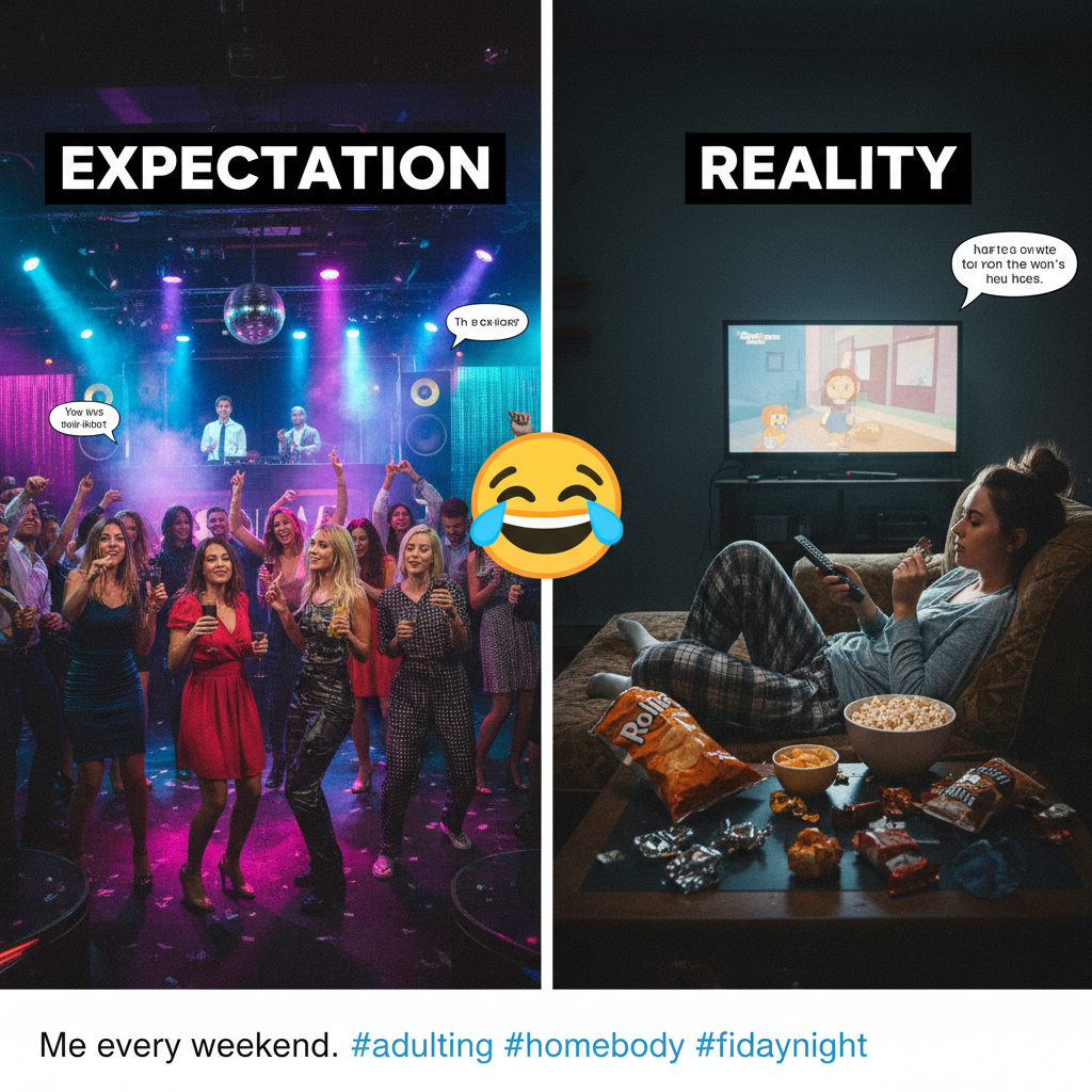 Friday night plans: Clubbing. Friday night reality: PJs and Netflix by 8 PM.