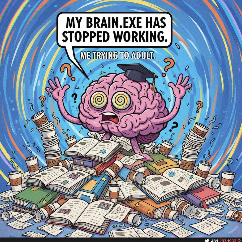 My brain during exam season: 'We're doing WHAT now?!'