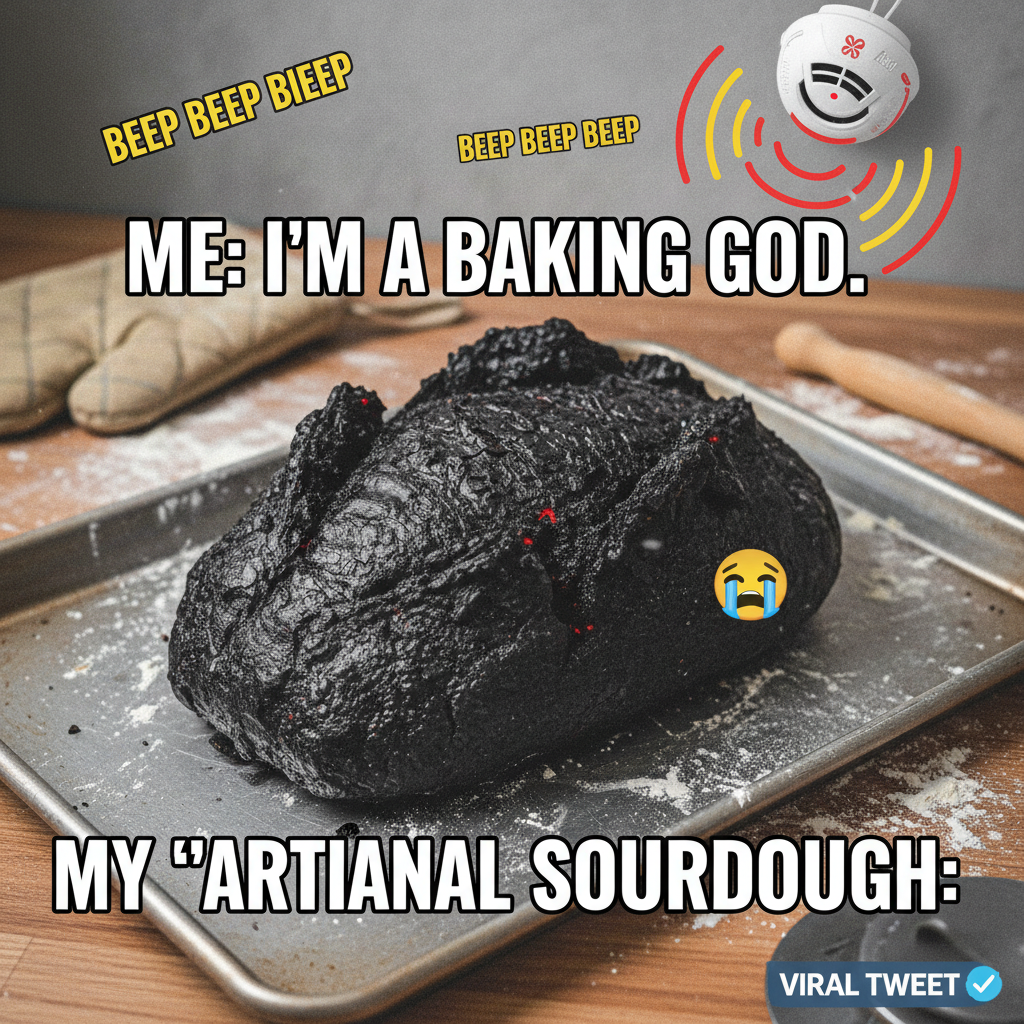 Tried to bake bread. Ended up with a charcoal briquette. Send help.