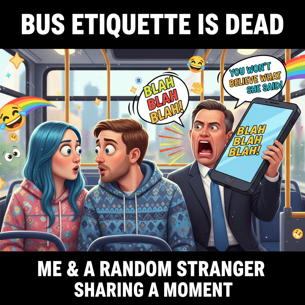 That moment you make eye contact with someone on the bus who's also pretending not to hear the loud phone call