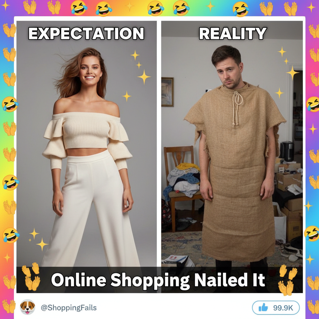 Thought I bought a cute top, got a potato sack. My online shopping addiction is a problem.