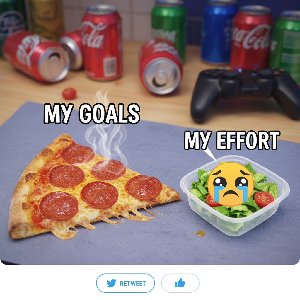 It's January 5th. My new year's resolution to 'eat healthy' just became 'eat pizza with salad.'