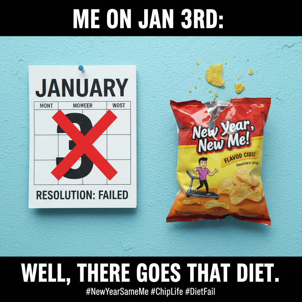 My New Year's resolution lasted 3 days. Send snacks, not judgment. #NYRFail