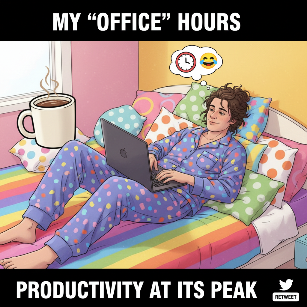 My WFH 'office' is just my bed with a laptop. Productivity 📈
