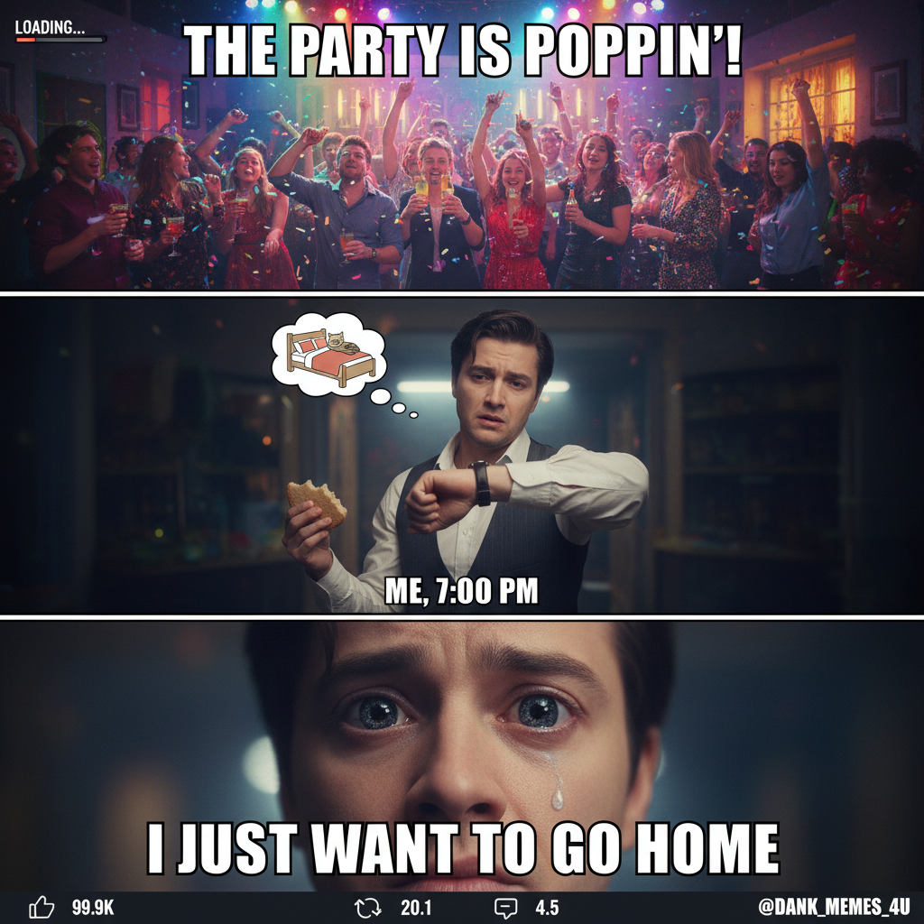 Introvert at a party: 'I've recharged enough, time to go home and recharge.'