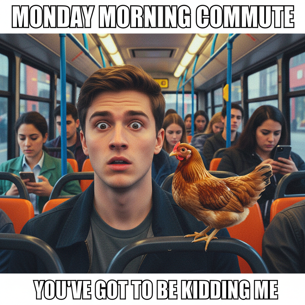 My public transport adventure today involved a chicken. A live one. I have questions.