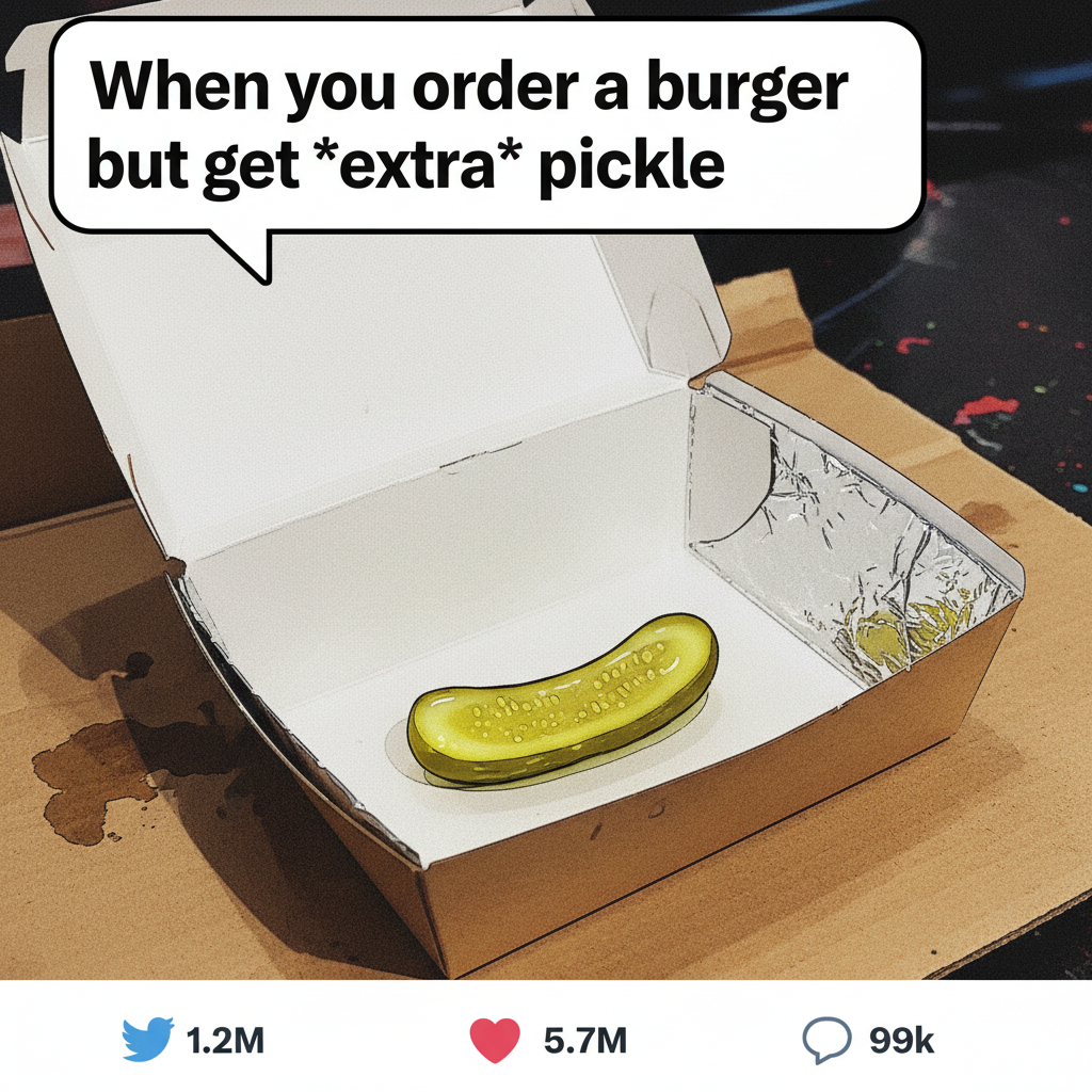 Ordered a burger, got a single pickle. My disappointment is immeasurable.