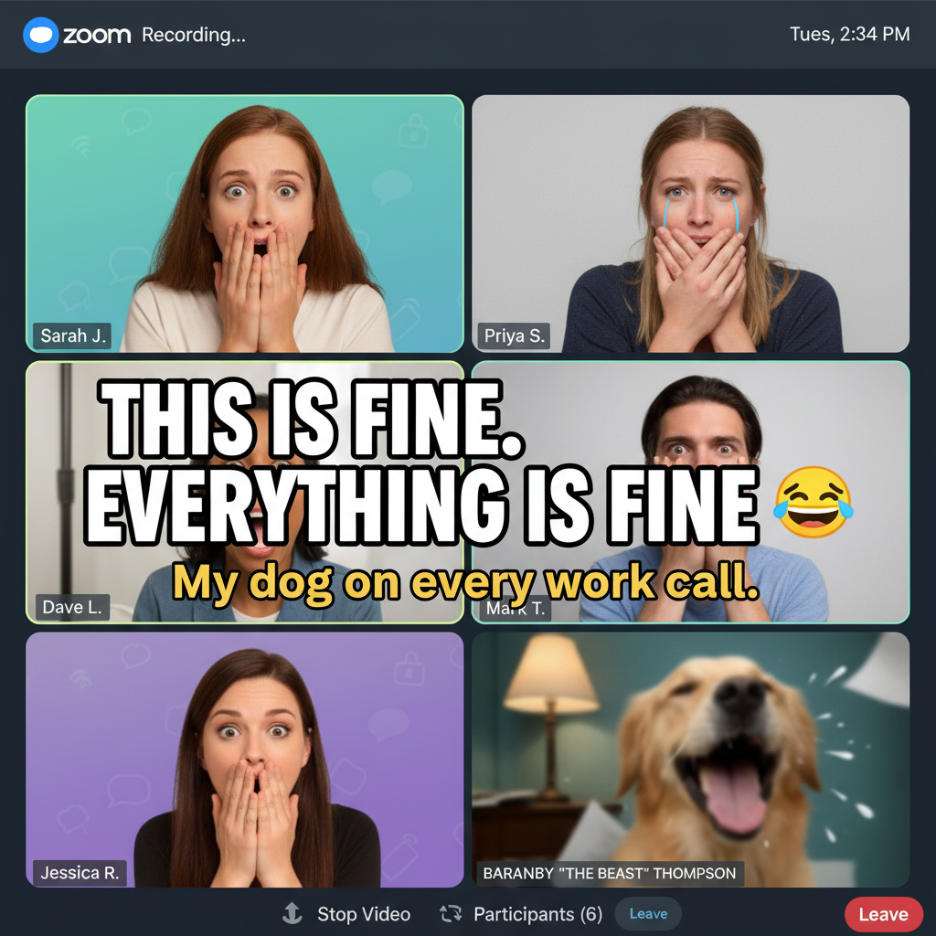 Someone forgot to mute on Zoom. We all heard their dog barking at the mailman for 5 mins.