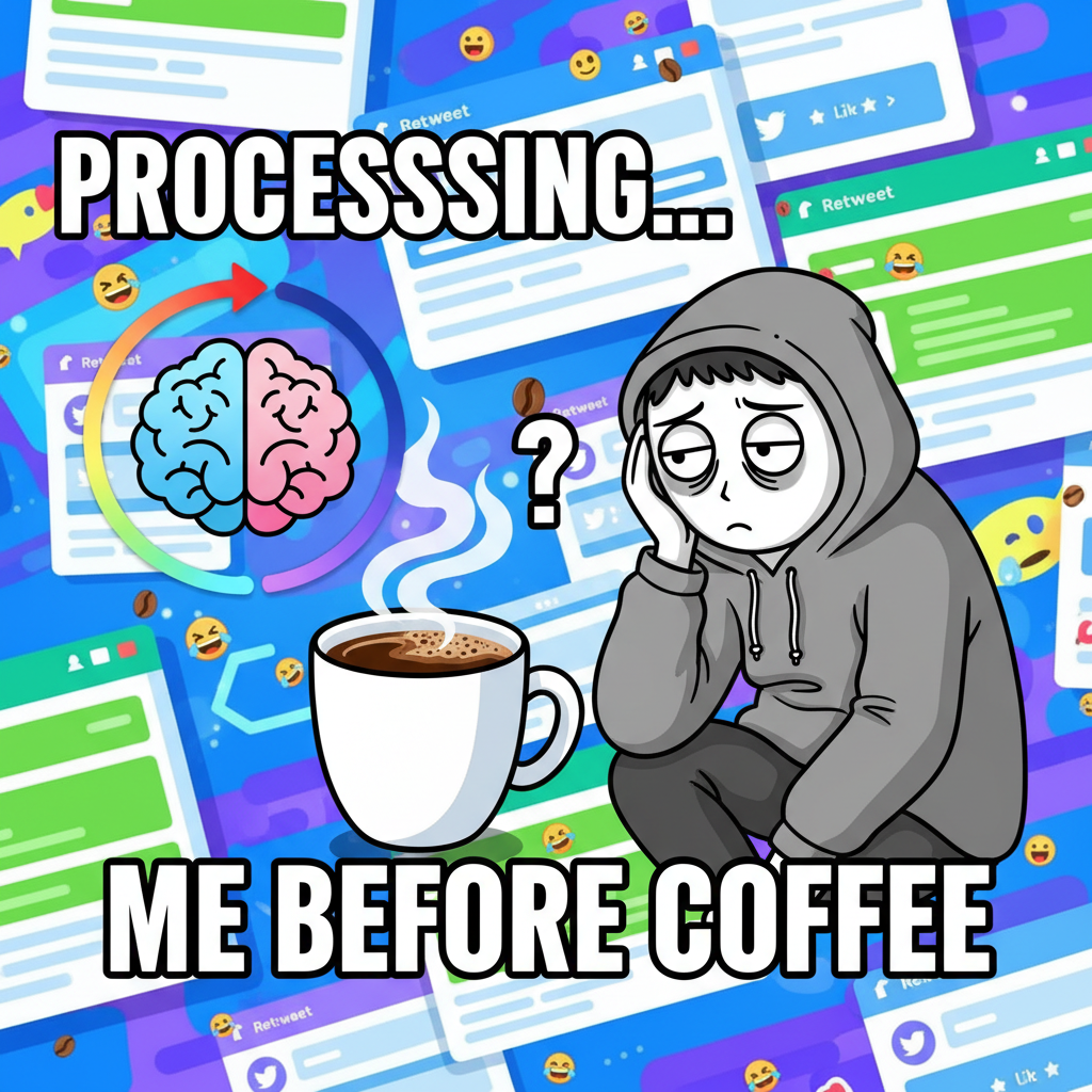 Monday morning: My brain is still buffering. Send coffee and existential dread.