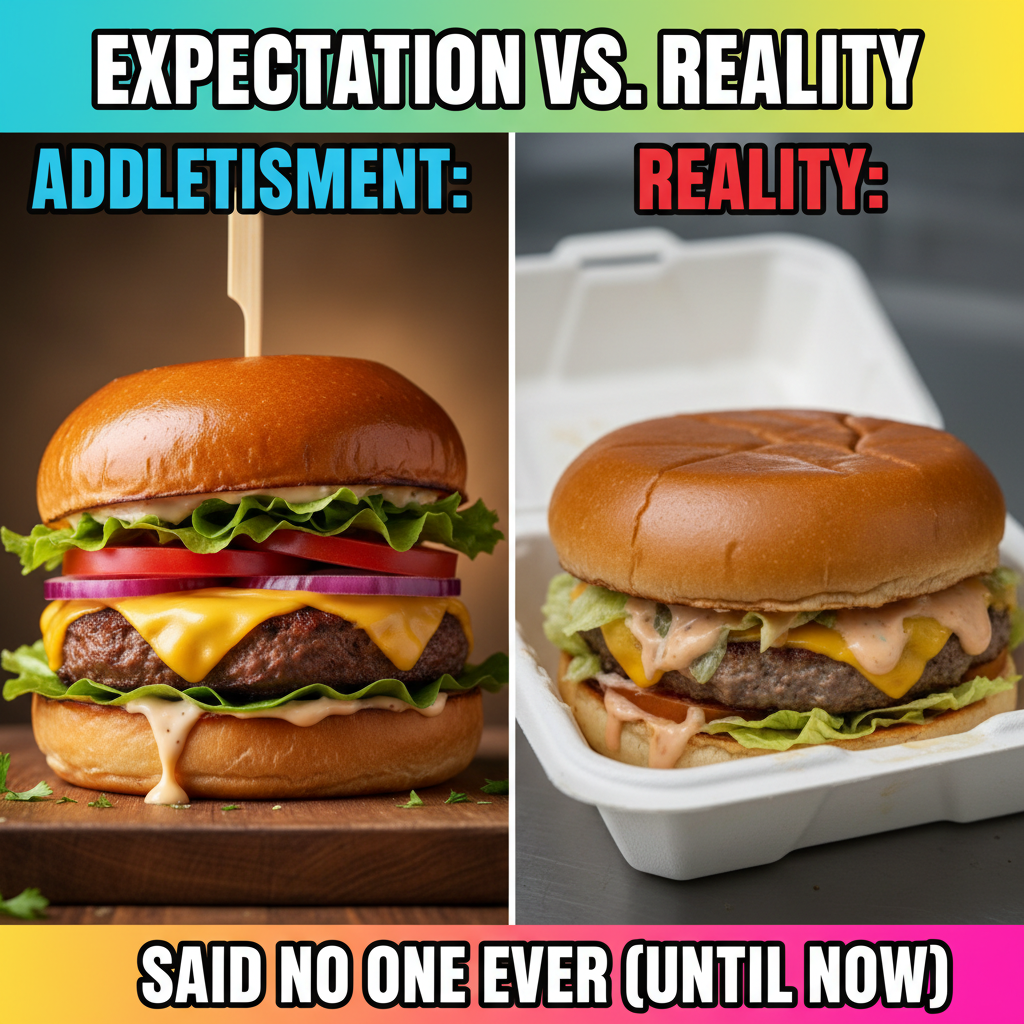 Ordered a gourmet burger. Got a sad patty on a soggy bun. My expectations are in shambles.